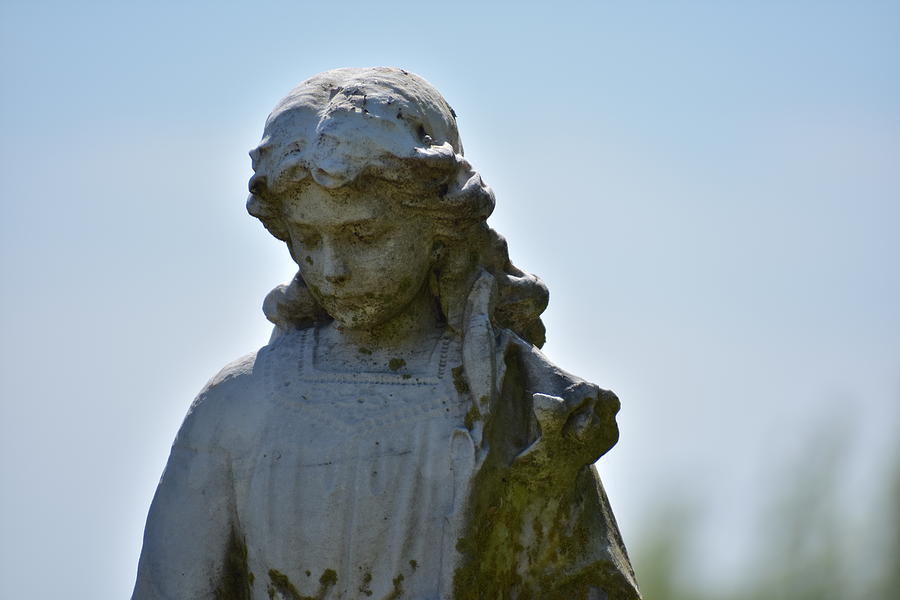 Statues Photograph - Aged Cemetery Girl by Muri McCage