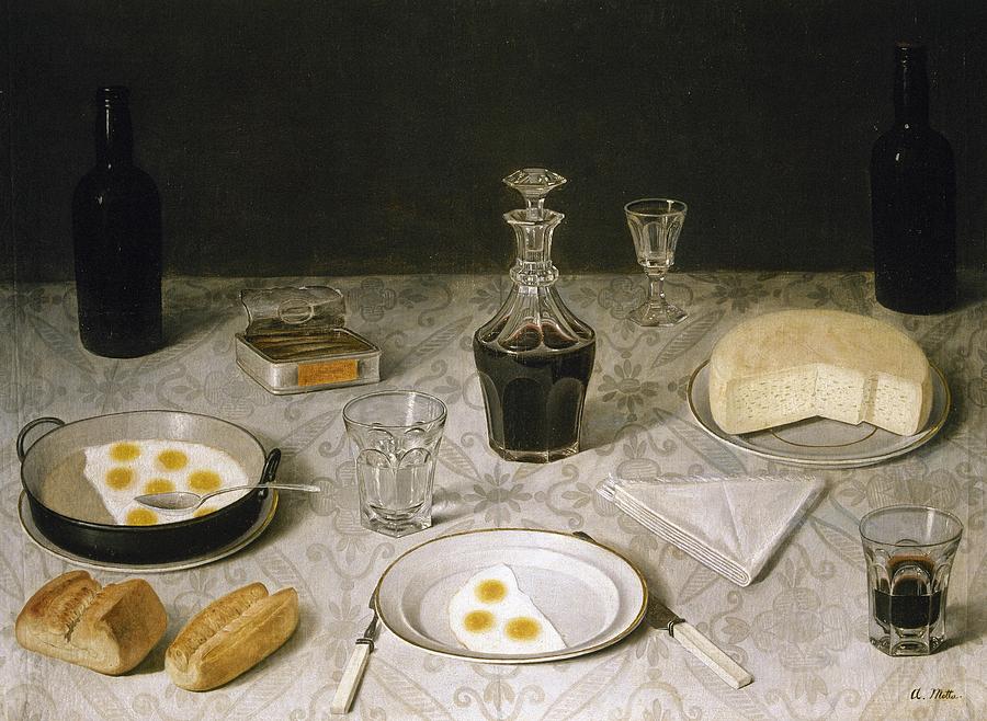 Bread Painting - Aghostino Jose da Mota -1821-1878-. Still Life. Imperial Museum. Petropolis. Brazil. by Album