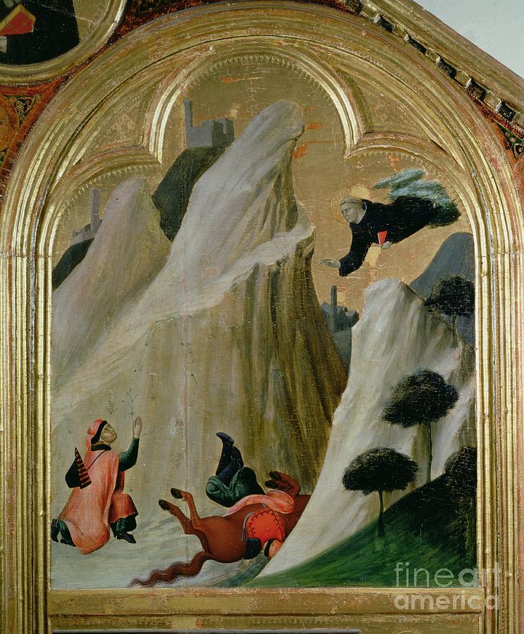 Agostino Saving A Man Who Fell From His Horse, From The Altar Of The Blessed Agostino Novello, C.1328 Painting by Simone Martini
