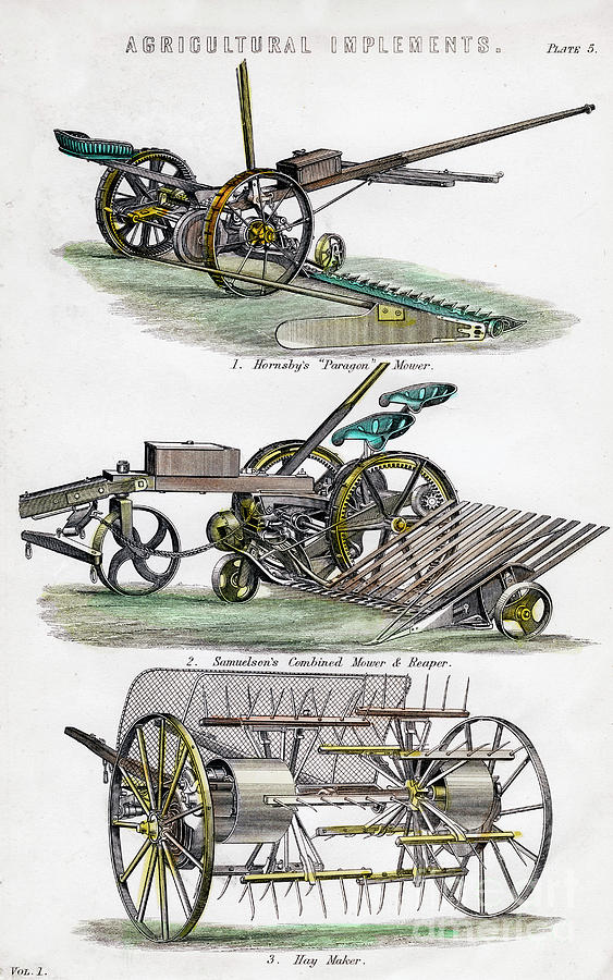 Agricultural Implements, 19th Century Drawing by Print Collector