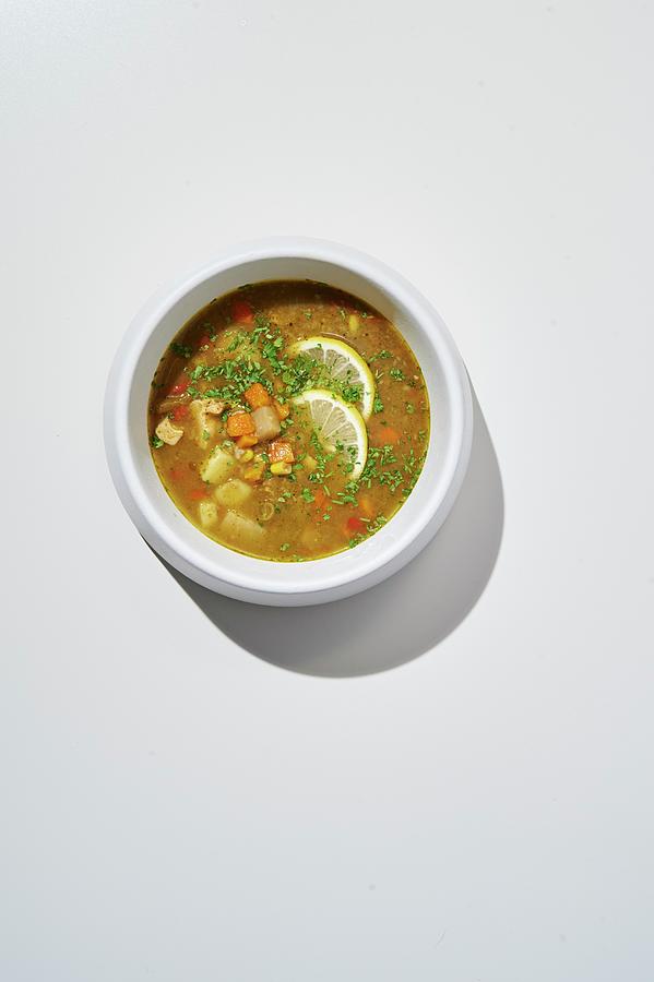 Aguadito De Pollo chicken Soup With Rice, Vegetables And Peruvian Spices In A Citrus-herb Broth Photograph by Greg Rannells
