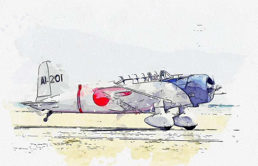 Aichi D3A Val Vultee BT-15 watercolor by Ahmet Asar Painting by ...