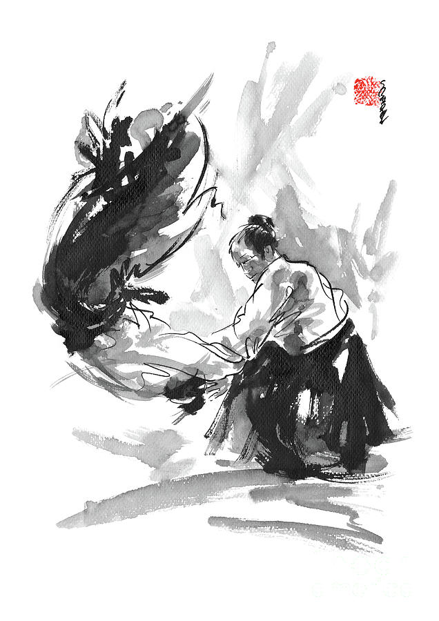 Aikido Techniques Painting, Aikido Motivational Poster, Aikido Motivational Print, Aikido Home Decor Painting by Mariusz Szmerdt