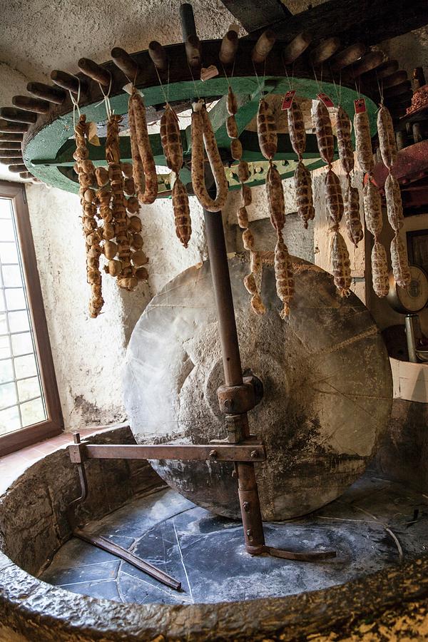 Air-dried Salami Hanging In An Old Oil Mill Photograph by Imagerie