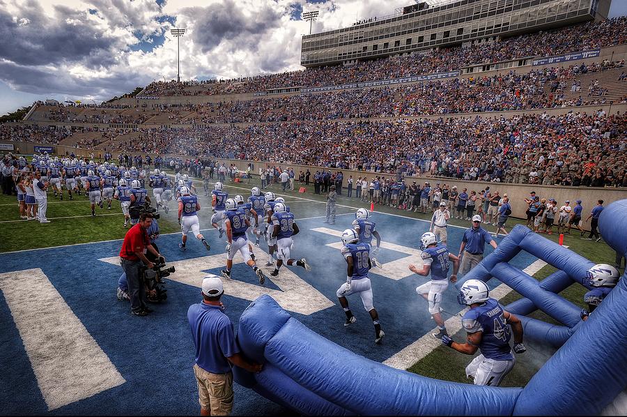 University Photograph - Air Force Falcons Football Team Entering The Field by Mountain Dreams