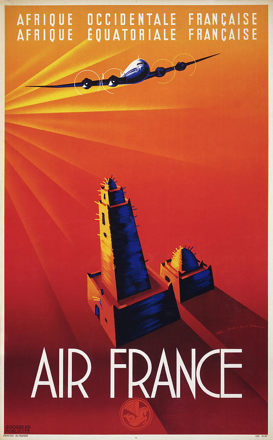 Vintage Digital Art - Air France To Africa by Print Collection