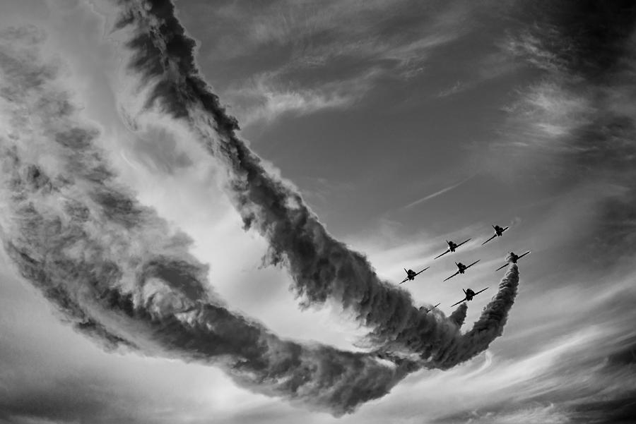 Black And White Photograph - Air Show Stunt by Dieter Walther