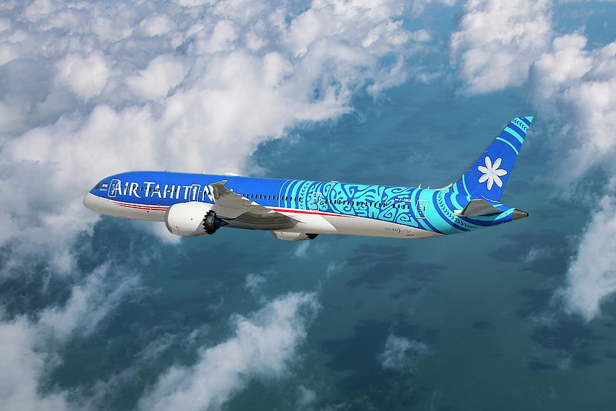 Air Tahiti Nui Boeing 787-9 Dreamliner Mixed Media by Erik Simonsen