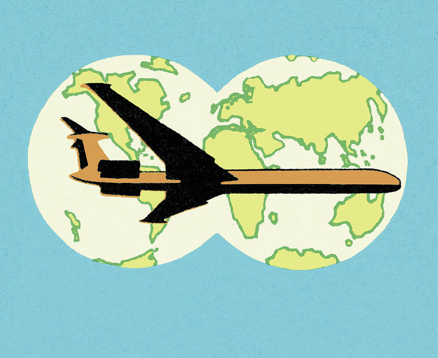 Transportation Drawing - Air Travel Around the World by CSA Images