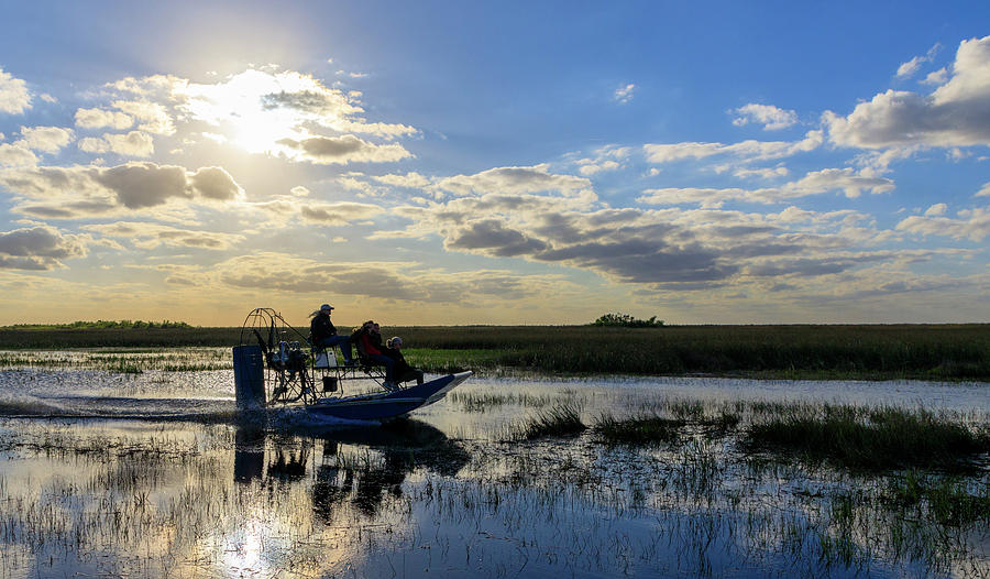 Airboat at Sunset #660 Photograph by Michael Fryd