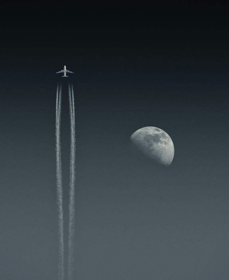 Airbus Aircraft Passing Moon Photograph by Photograph By Angus Macrae
