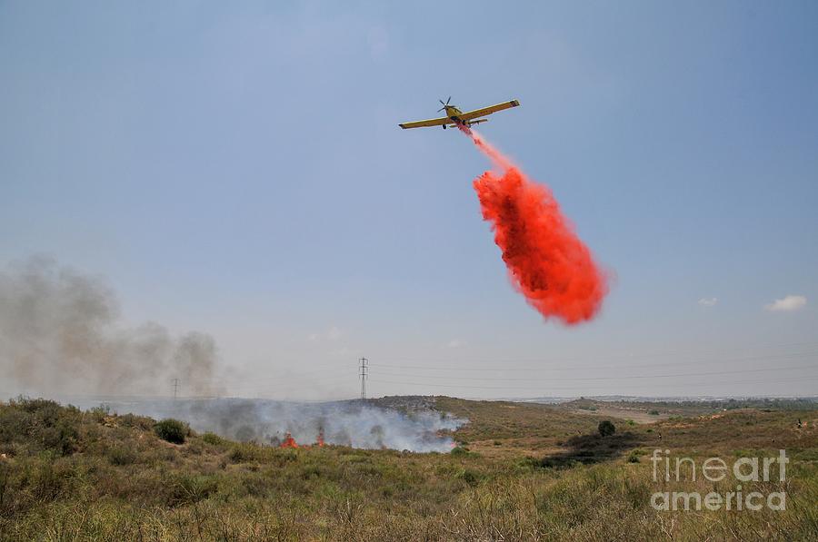 Airplane Photograph - Aircraft Dropping Fire Retardant On A Wildfire by Photostock-israel/science Photo Library