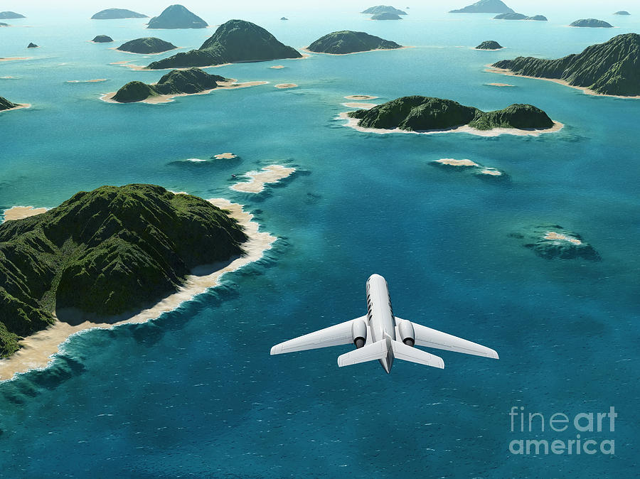 Atmosphere Digital Art - Aircraft Flies Over A Sea by Photobank Gallery Atmosphere Digital Art - Aircraft Flies Over A Sea by Photobank Gallery