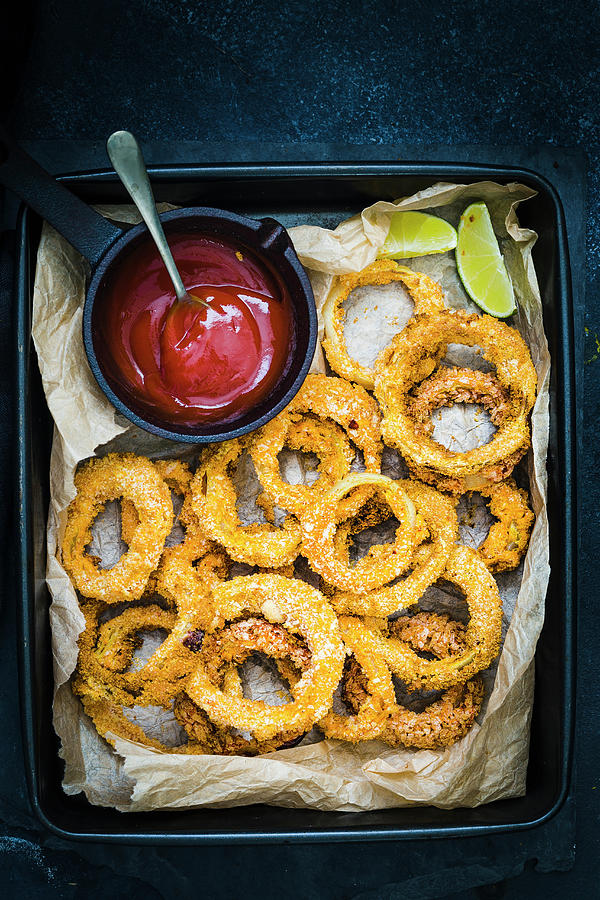Airfried Onion Rings With Tomato Plum Sauce Photograph by Sandhya Hariharan