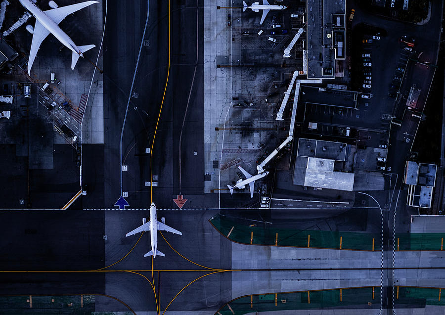 Airliners At Gates And Control Tower At Photograph by Michael H