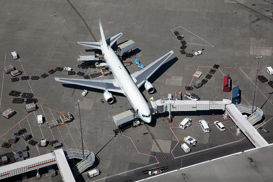 Airplane At The Gate, Aerial View Photograph by Dan prat