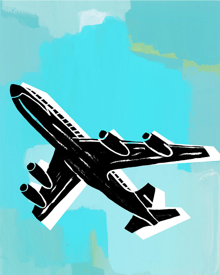 Transportation Drawing - Airplane in Flight by CSA Images