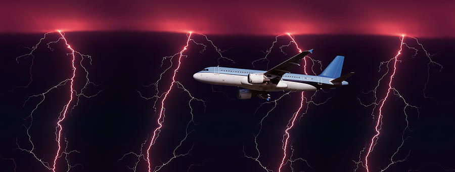 Airplane In Flight Through A Lighting Photograph by Panoramic Images