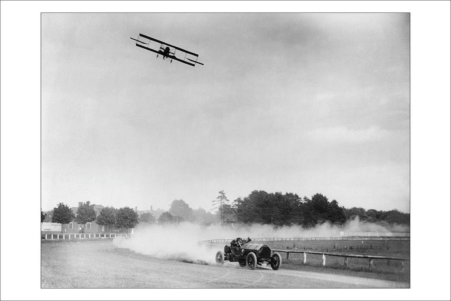 Airplane Races the Automobile Painting by Unknown
