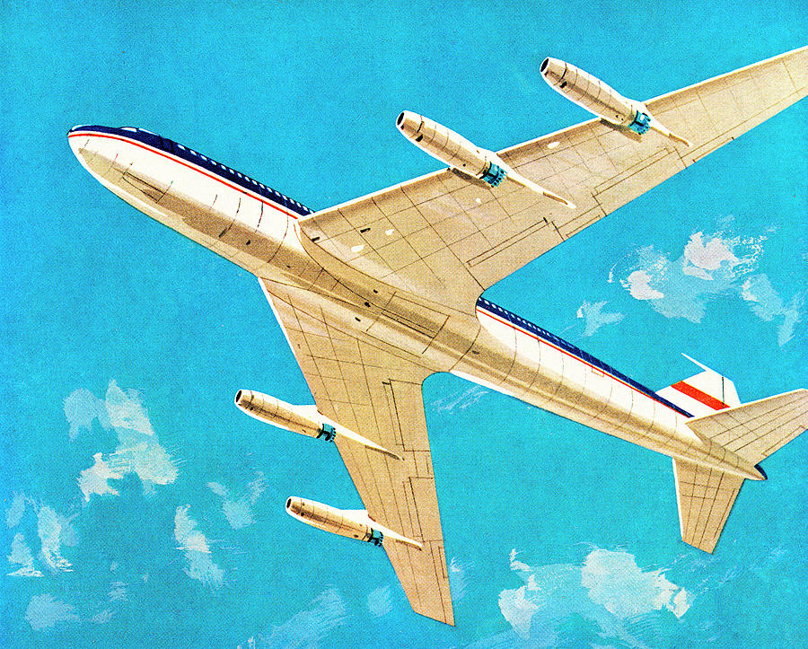 Transportation Drawing - Airplane View From Below by CSA Images
