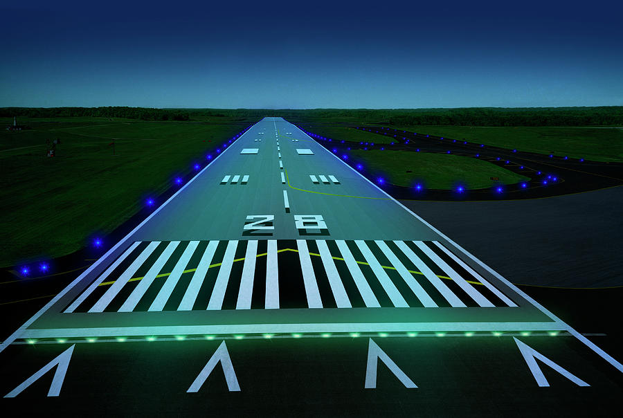 airport runways at night