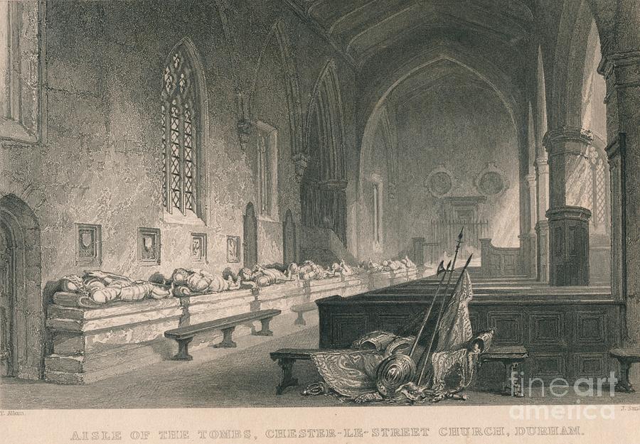 Engraving Drawing - Aisle Of The Tombs, Chester-le-street by Print Collector