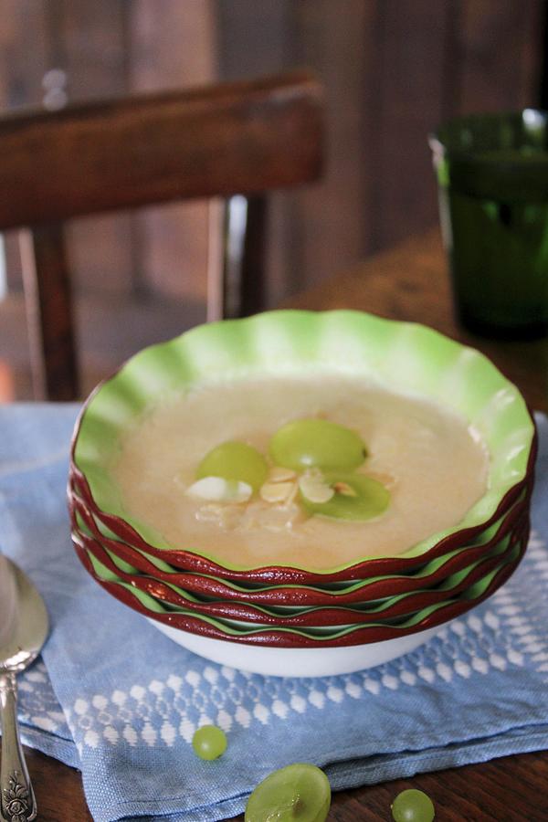 Ajo Blanco cold Garlic Soup, Spain With Grapes Photograph by Patricia Miceli