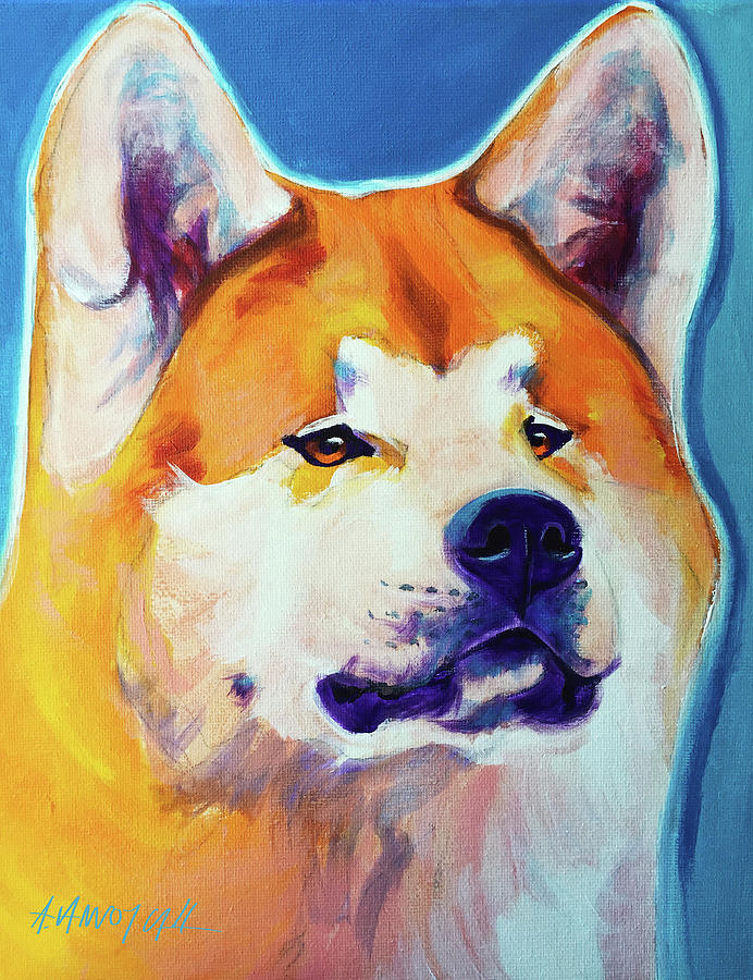 Dog Painting - Akita - Apricot by Dawgart