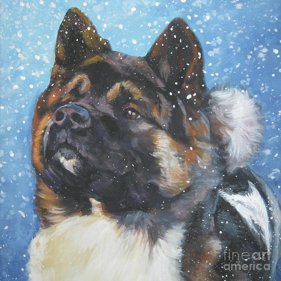 Akita Dog Art Painting by Lee Ann Shepard