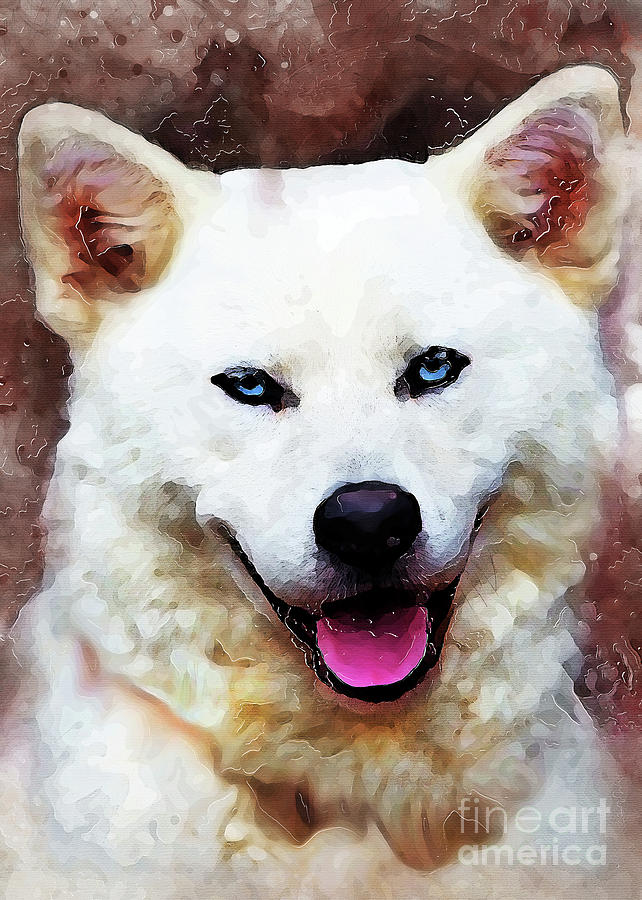 Akita Inu dog Digital Art by Justyna Jaszke JBJart