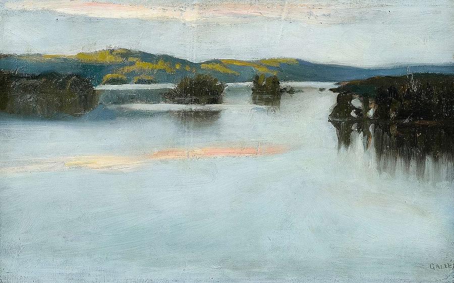 Akseli Gallen-kallela, Evening Dusk Over The Lake. Painting by Akseli Gallen-kallela