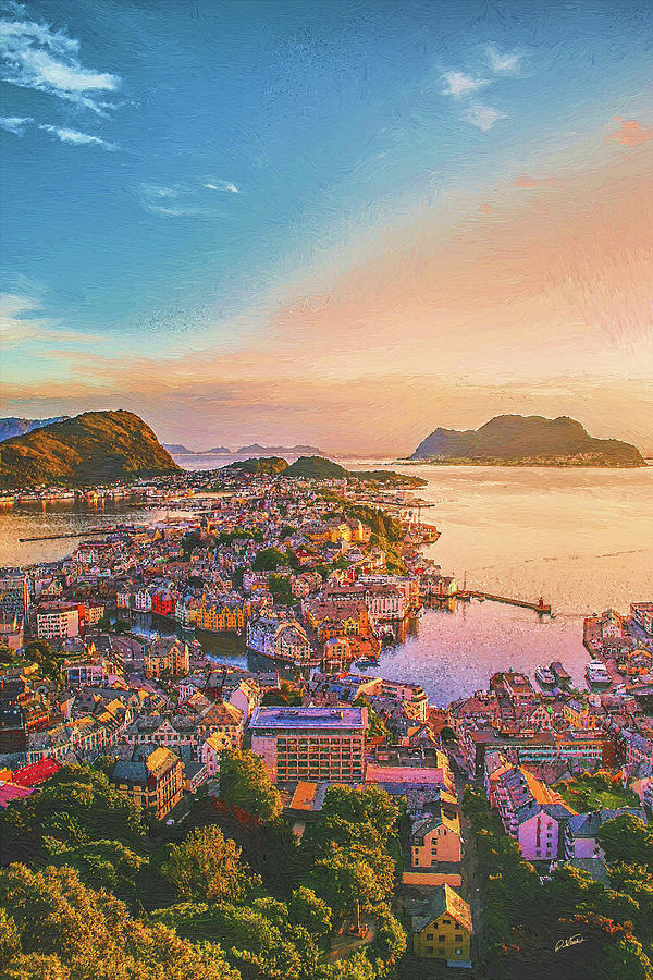 Aksta Viewpoint, Alesund Norway Painting by Dean Wittle