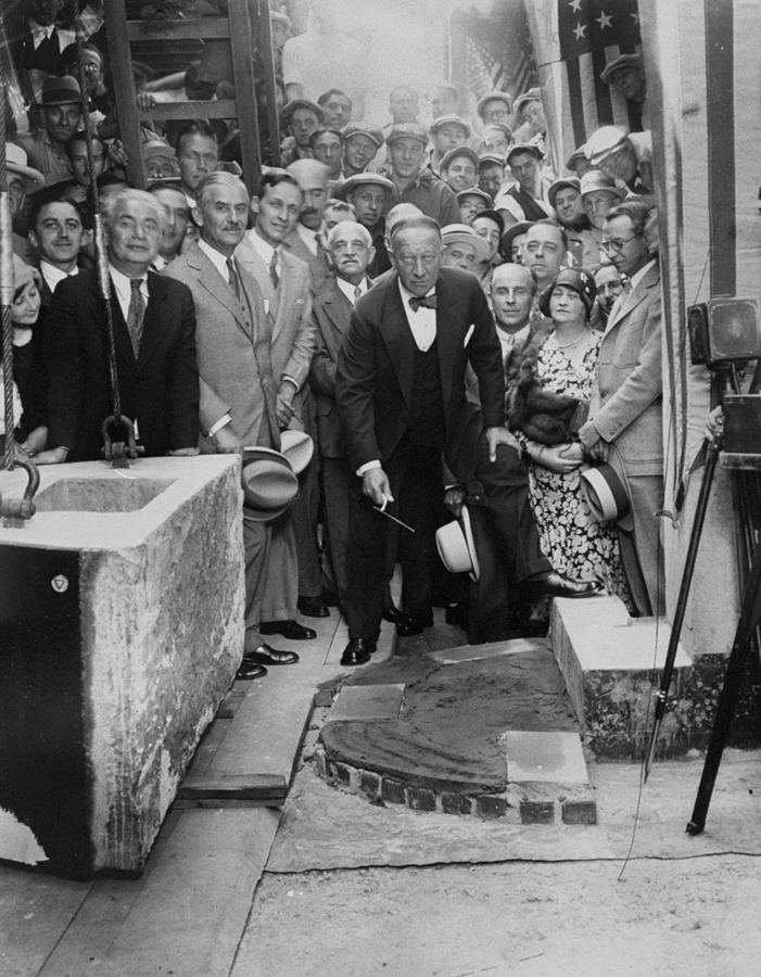 Al Smith Laying The Cornerstone For The Photograph by New York Daily News Archive