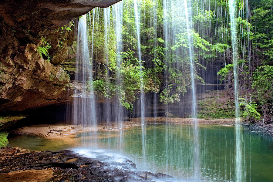 Waterfall Mixed Media - Alabama Caney Creek Veil H 9005 by Mike Jones Photo