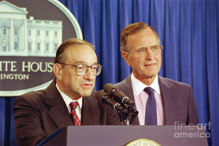 Alan Greenspan And George Bush Photograph by Bettmann