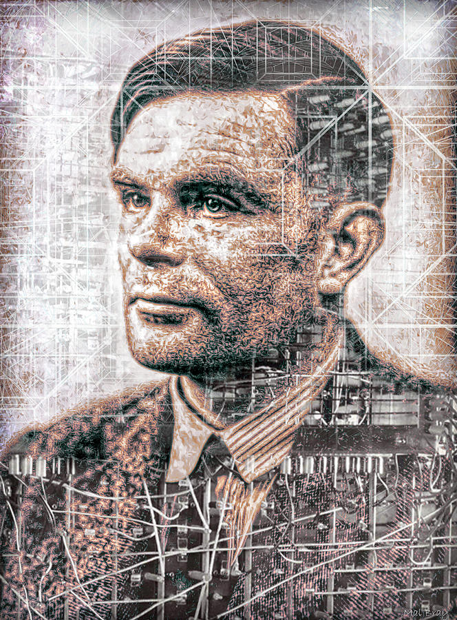 Alan Turing Mixed Media by Mal Bray