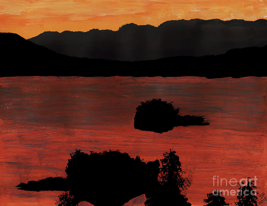 Alaska Bay Sunset Drawing by D Hackett