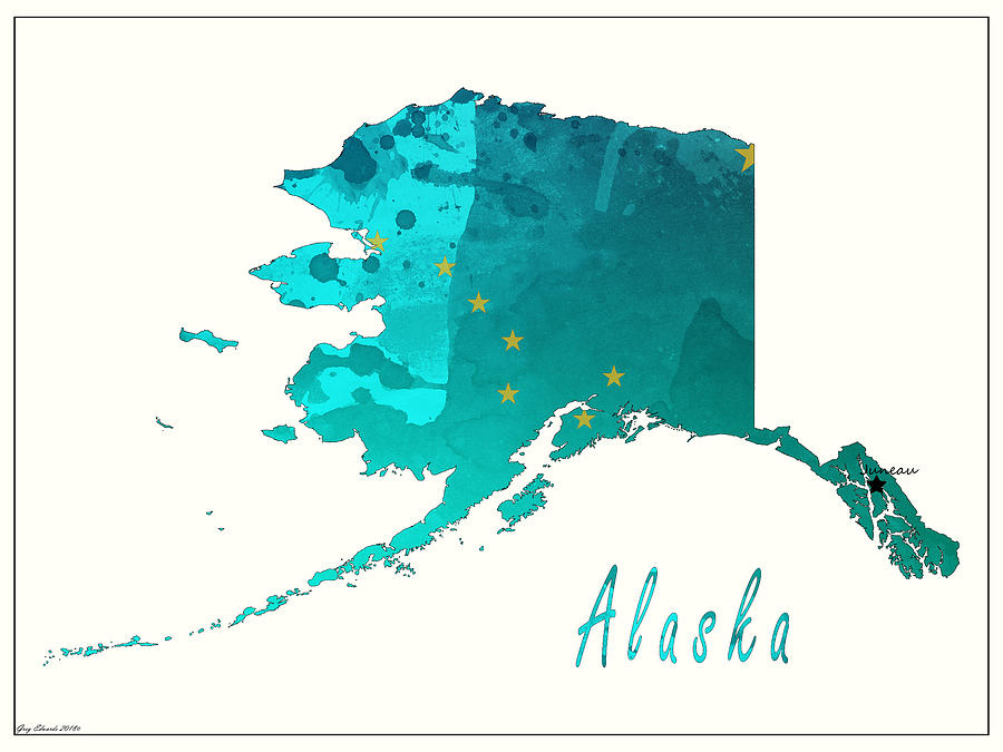 Alaska Map Style 1 Drawing by Greg Edwards Pixels
