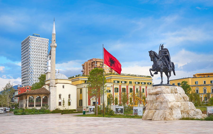 Architecture Photograph - Albania, Tirana - Statue Of Skanderbeg by Jan Wlodarczyk