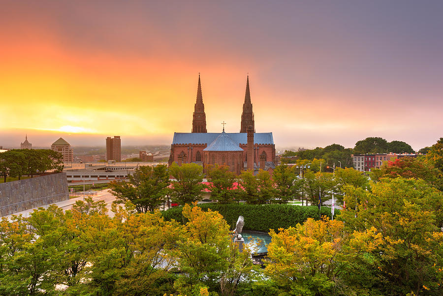 Sunset Photograph - Albany, New York, Usa At  The Cathedral by Sean Pavone
