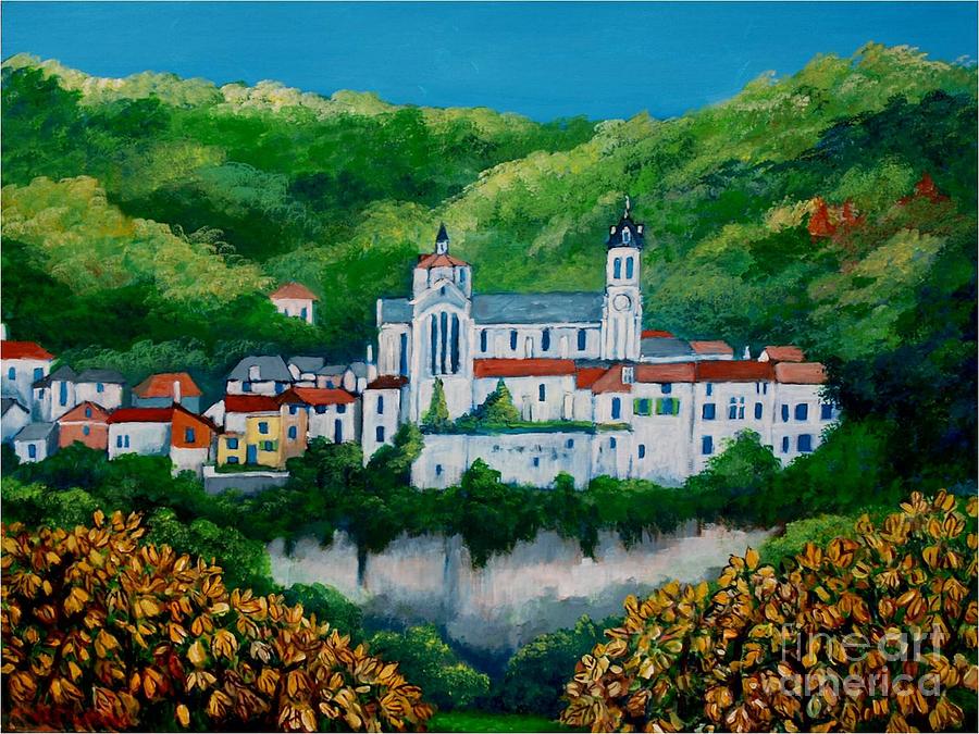 Albas Village Painting by Jean Pierre Bergoeing