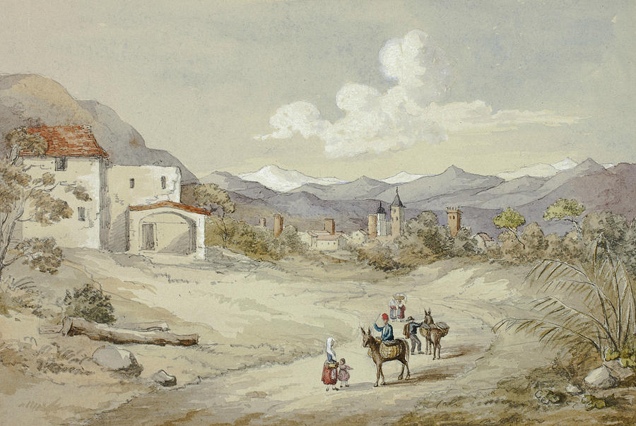 Albenga on the Corniche Road Drawing by Elizabeth Murray