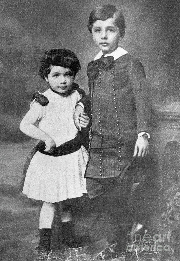 Albert Einstein Photograph - Albert And Maja Einstein As Children by Bettmann