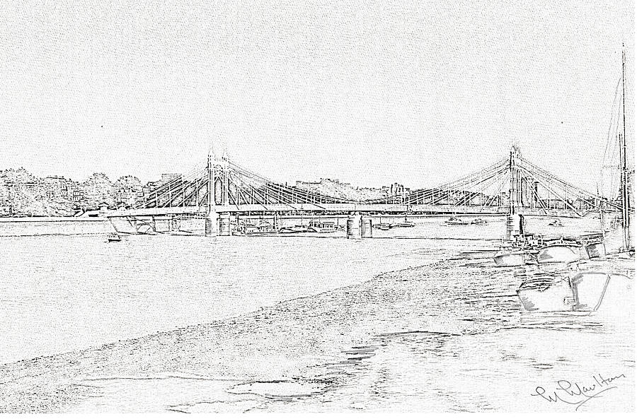 Albert Bridge, River Thames London Drawing by Mackenzie Moulton