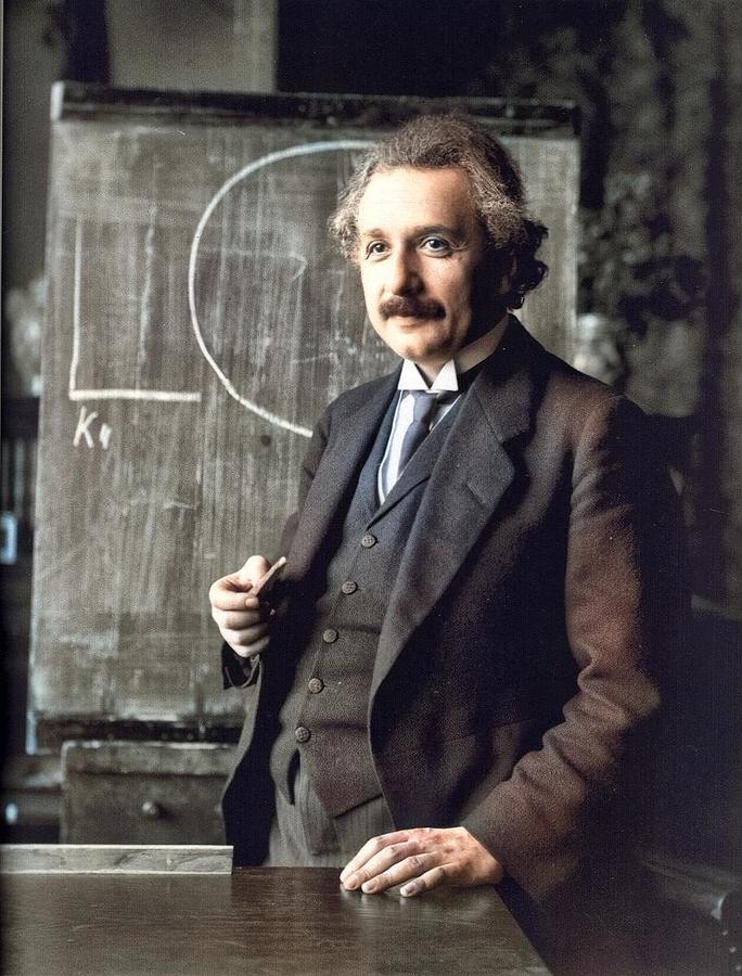 Albert Einstein 1921 by F Schmutzer colorized by Ahmet Asar Painting by Celestial Images