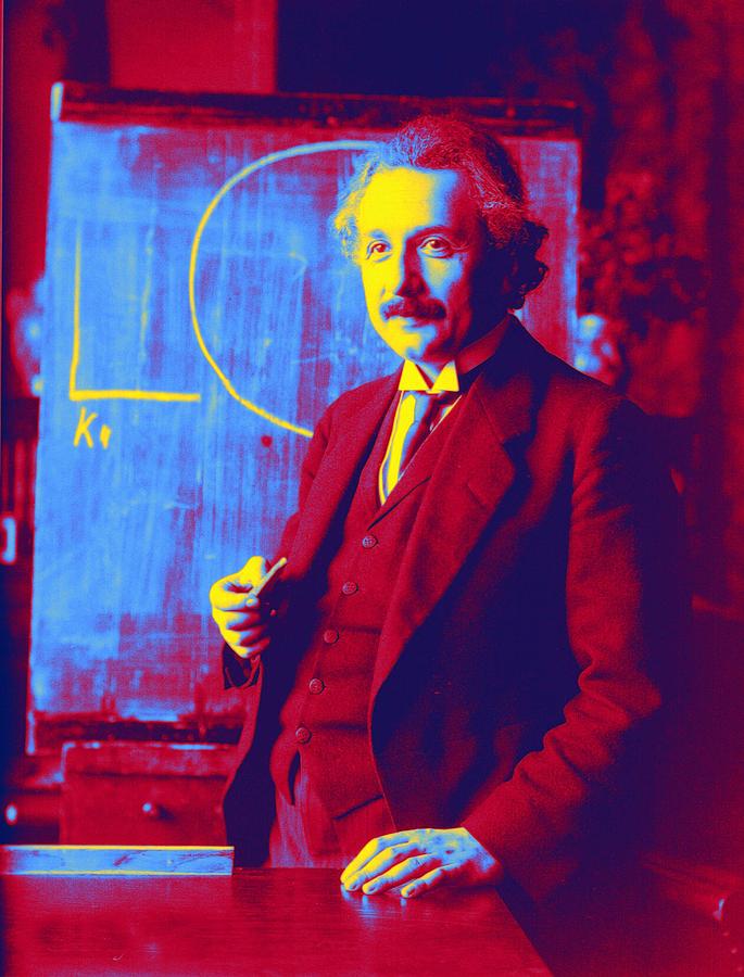 Albert Einstein 1921, Vienna Lecture Neon art by Ahmet Asar Painting by Celestial Images