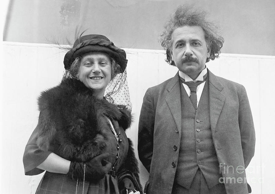 Albert Einstein Photograph - Albert Einstein And His Wife Sailing by Bettmann