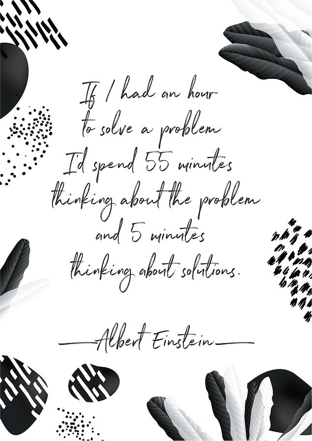 Albert Einstein Digital Art - Albert Einstein Black and White Inspirational Quote by BONB Creative