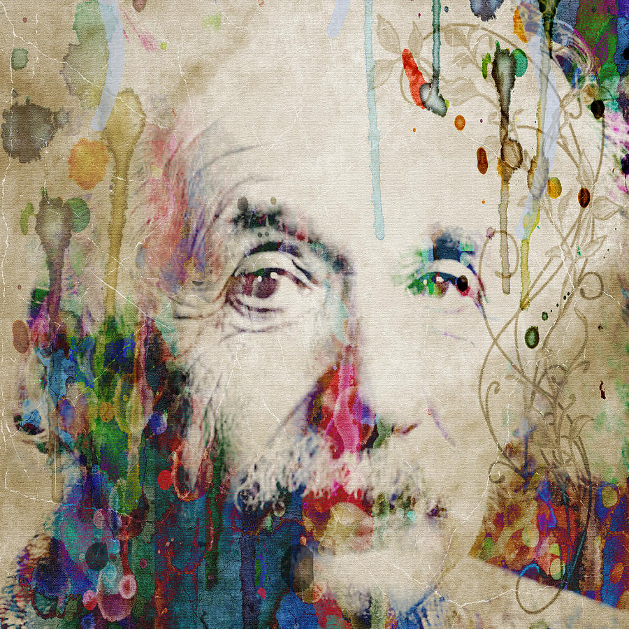 Albert Einstein Creative Genius Colorful Sepia Painting by Robert R Splashy Art Abstract Paintings