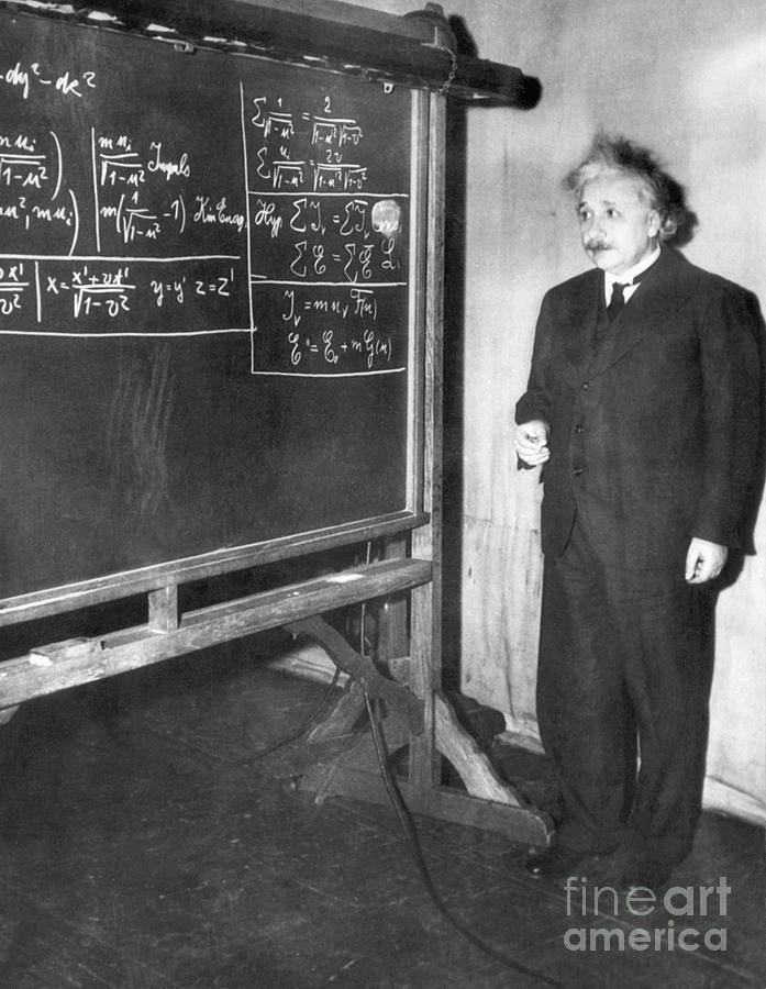 Albert Einstein Photograph - Albert Einstein Gives A Lecture by Bettmann